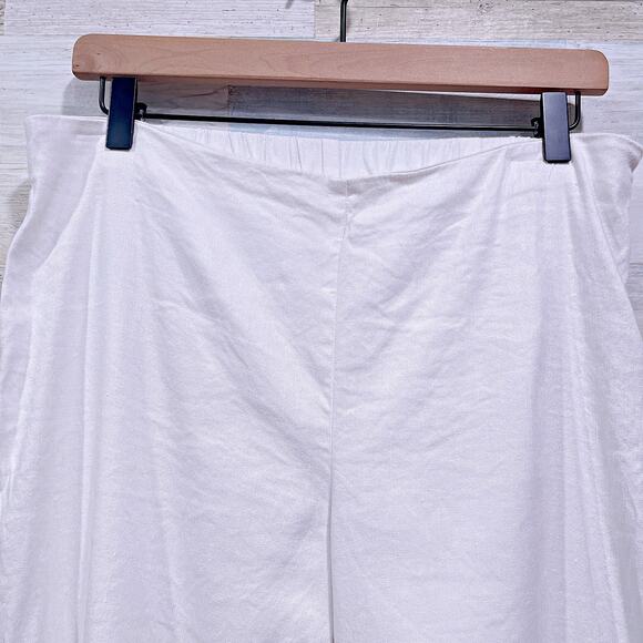 J Jill Linen Stretch Button Hem Ankle Pants White High Rise Womens Medium - Picture 2 of 8